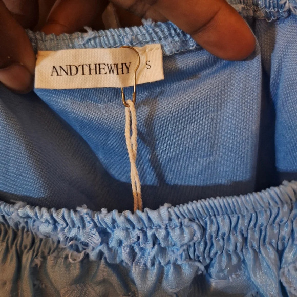 ANDTHEWHY NWT Blue Serenity Floral Applique Embroidered Blouse Sz small - Picture 3 of 11